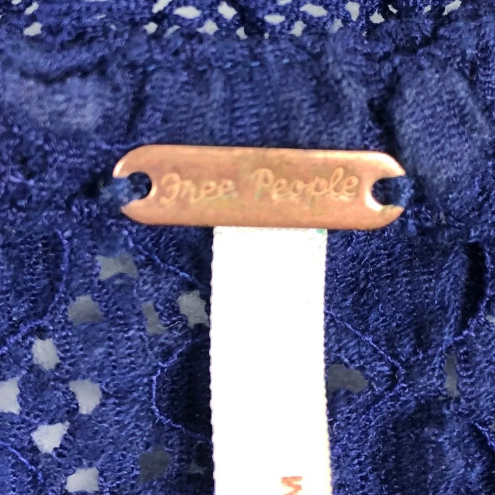 Free People Blue Lace Long Sleeve Top